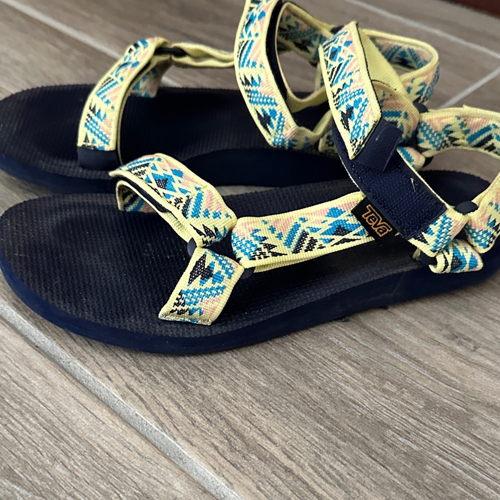 Teva Blue and Yellow Geometric Sandals